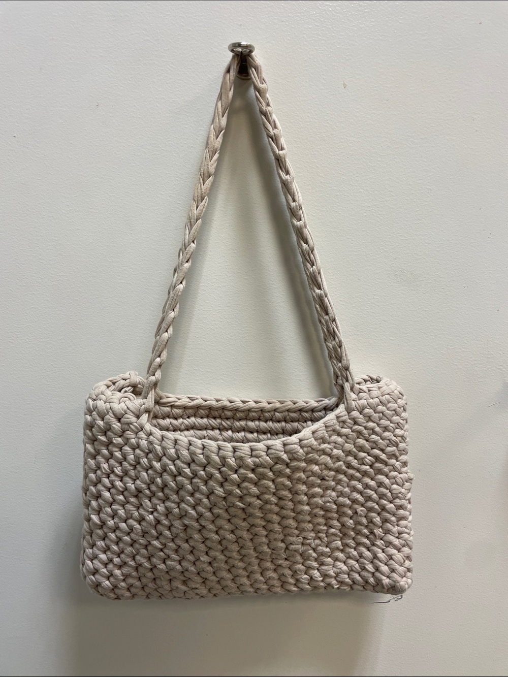 Woven Shoulder Bag in Natural Cream